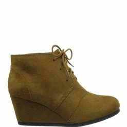 City Classified Rex Hidden Wedge Heel Bootie - Women Lace Up Oxford Ankle Boots