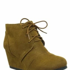 City Classified Rex Hidden Wedge Heel Bootie - Women Lace Up Oxford Ankle Boots