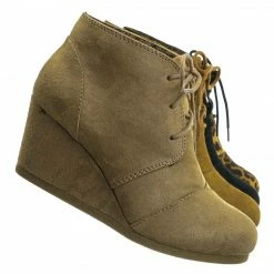 City Classified Rex Hidden Wedge Heel Bootie - Women Lace Up Oxford Ankle Boots