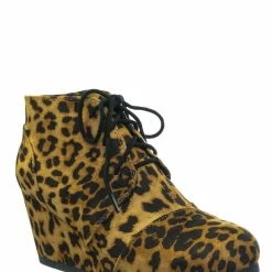 City Classified Rex Hidden Wedge Heel Bootie - Women Lace Up Oxford Ankle Boots