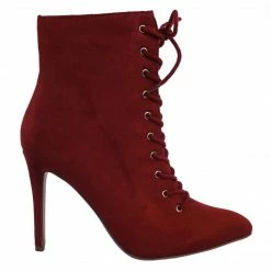 City Classified New Stain High Heel Combat Lace Up Ankle Bootie W Pointed Toe & Corset