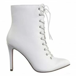 City Classified New Stain High Heel Combat Lace Up Ankle Bootie W Pointed Toe & Corset