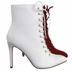City Classified New Stain High Heel Combat Lace Up Ankle Bootie W Pointed Toe & Corset