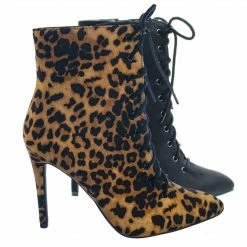 City Classified New Stain High Heel Combat Lace Up Ankle Bootie W Pointed Toe & Corset