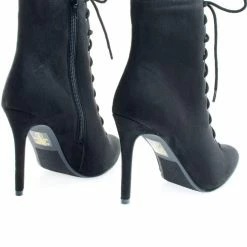 City Classified New Stain High Heel Combat Lace Up Ankle Bootie W Pointed Toe & Corset