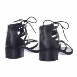 City Classified Talla Gladiator Cage Lace Up Low Chunky Block Heel Open Toe Sandal