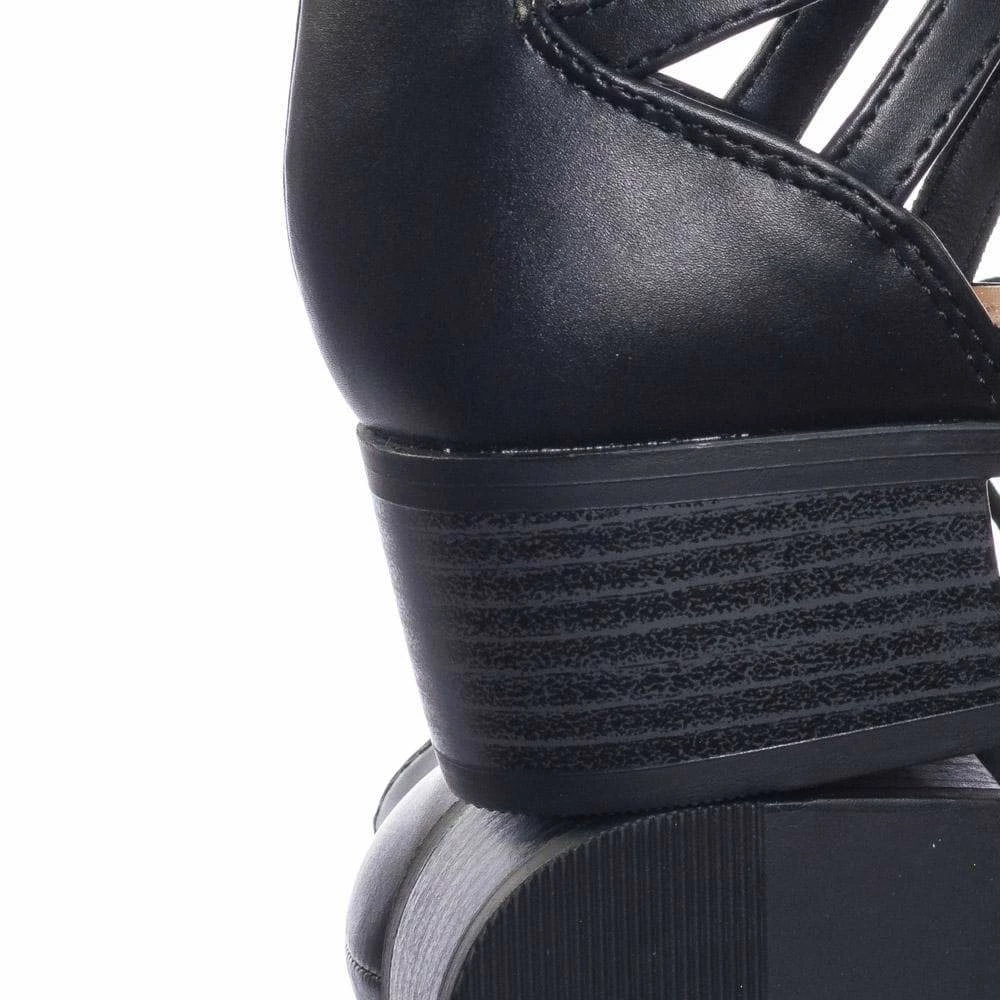 City Classified Talla Gladiator Cage Lace Up Low Chunky Block Heel Open Toe Sandal