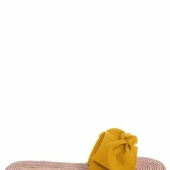 Bamboo Athena12 Espadrille Woven Knotted Bow Slides - Jute Rope Weaved Slip On Sandal