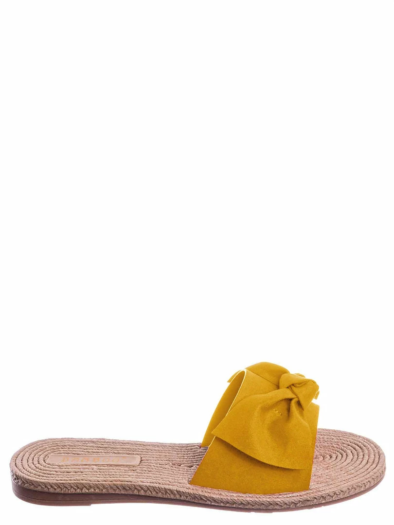 Bamboo Athena12 Espadrille Woven Knotted Bow Slides - Jute Rope Weaved Slip On Sandal