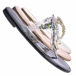 Vigo Fiore Fei2 Rhinestone Slip On Thong Sandal - Womens Crystal Open Toe Lucite Slides New