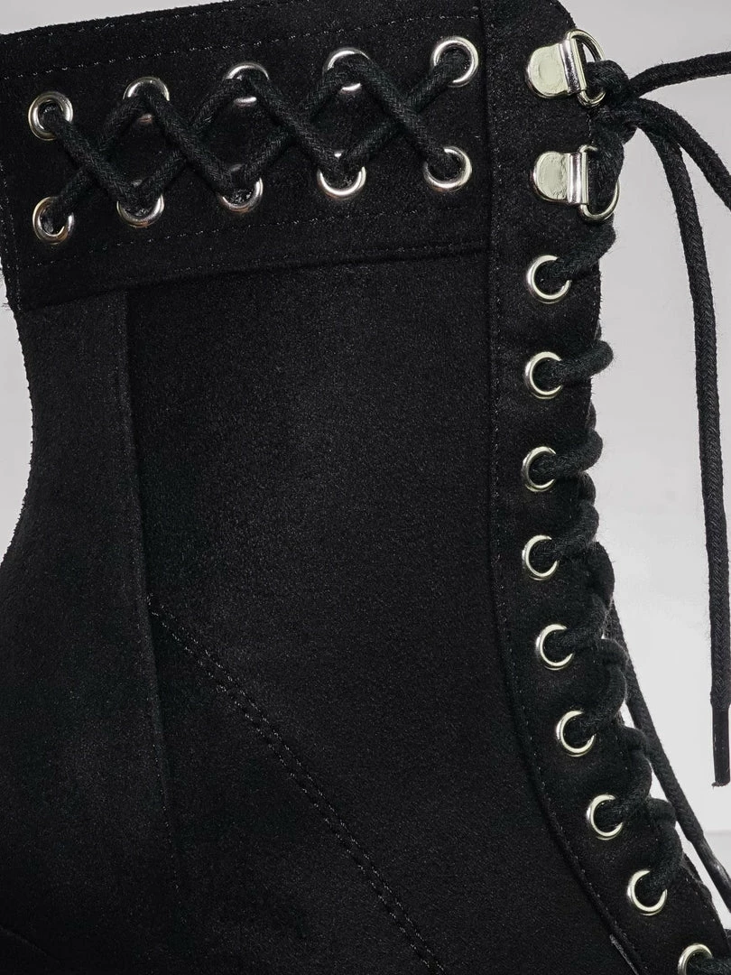 Delicious MileyRD Lace Up Victorian Military Combat Ankle Bootie, Rockstar Steampunk