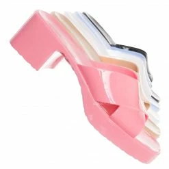 Glaze Delana3 Jelly Block Heel Clogs - Women Slip On Sandal