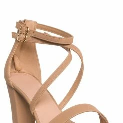 Top Moda New Beth8 Crisscross Ankle Strap Block Heel Sandal, Women Dress Shoes
