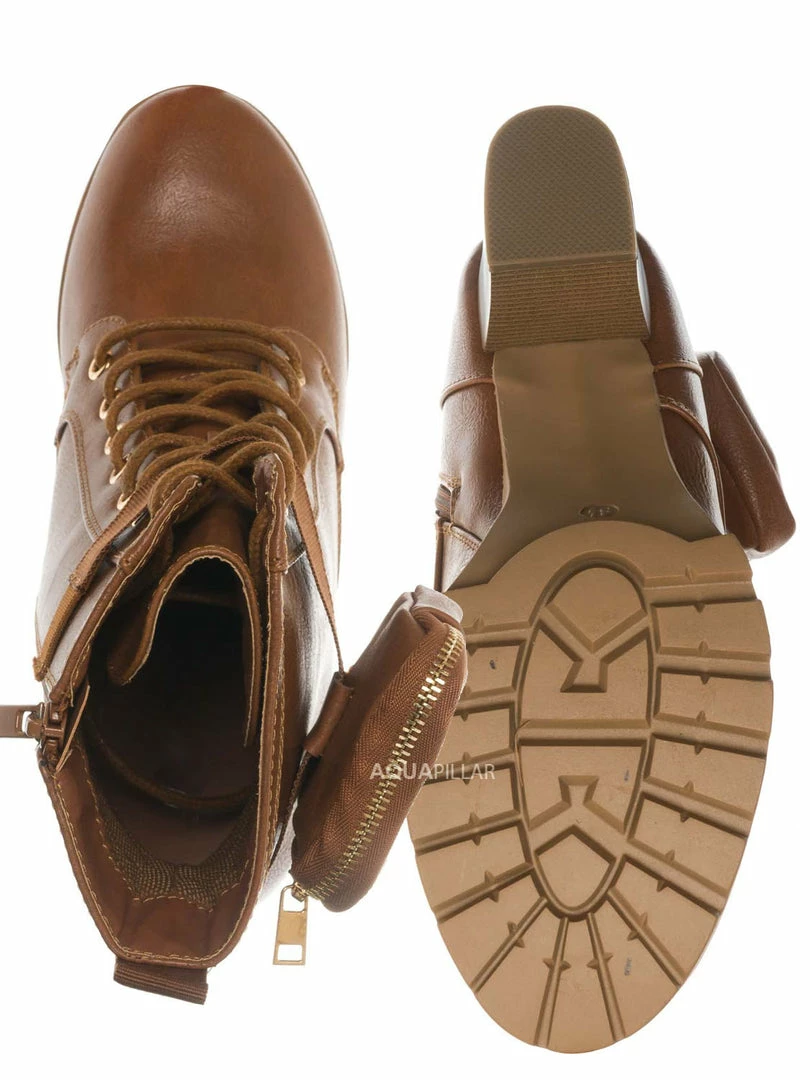 Forever Link New Match18 Fashion Combat Bootie W Pocket Pouch - Women Heel Ankle Boot