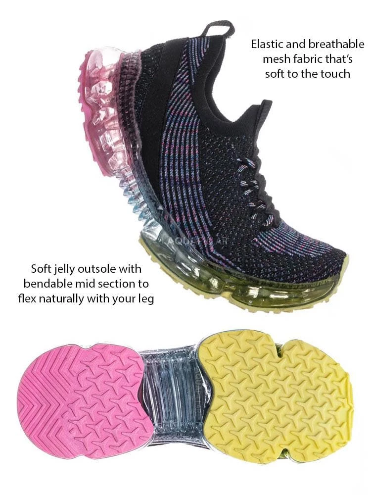 Forever Link Flow19 Stretch Elastic Mesh Sneaker - Festival Lace Up Rubber Air Bubble Cushion