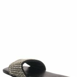 Top Moda Mesa27 Rhinestone Crystal Wide Vamp Slide, Women Summer Slipper