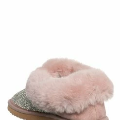 Liliana New Skylar1 Rhinestone Fur Lined Trimming Slipper - Women Winter Shoes