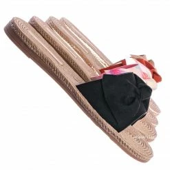 Bamboo Athena12 Espadrille Woven Knotted Bow Slides - Jute Rope Weaved Slip On Sandal