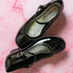 Little Angel Daisy016E Girls Mary Jane Pump - Kids Block Heel Rhinestone Wedding Dress Shoes New