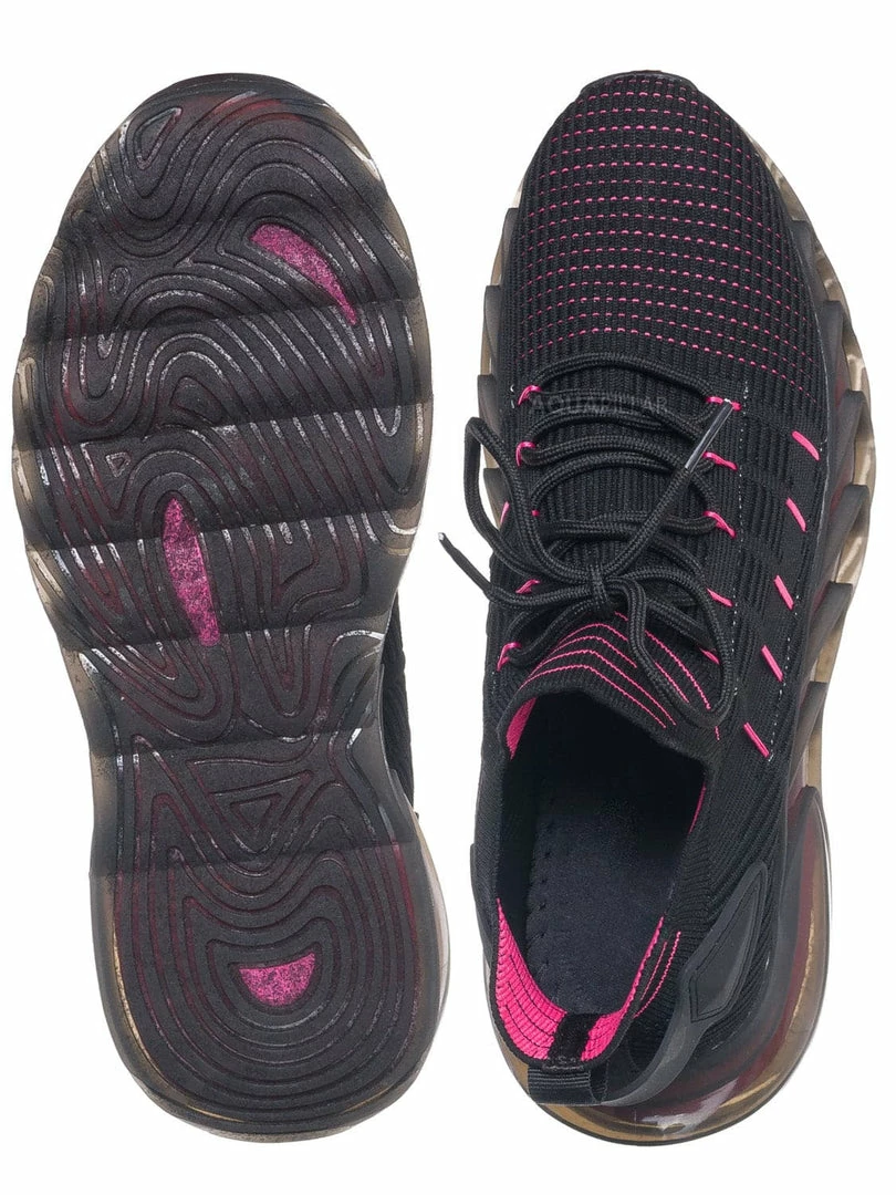 La Shailah Format11 Elastic Knitt Mesh Rubber Sneaker, Athleisure Tennis Trainer Shoes