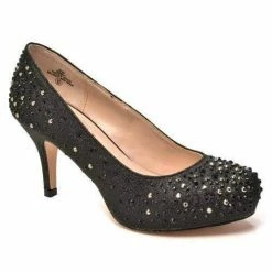 Roma1 By De Blossom, Rhinestone Glitter Classic Almond Toe Pump High Heel