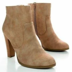 New Admit By Delicious, Zip Up Stacked Heel Ankle Booties