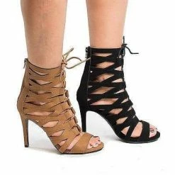 Alley By Delicious, Open Toe Gladiator Corset Lace Up Stiletto Heel Pumps
