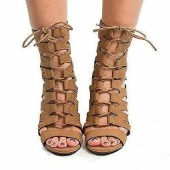 Alley By Delicious, Open Toe Gladiator Corset Lace Up Stiletto Heel Pumps