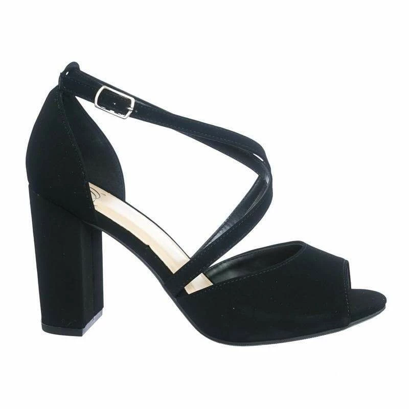 Delicious New Because Two Piece Chunky Block Heel Open Toe Dress Sandal W Cross Strap