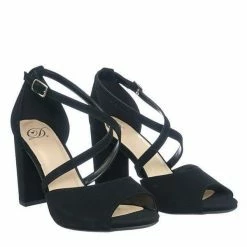 Delicious New Because Two Piece Chunky Block Heel Open Toe Dress Sandal W Cross Strap