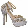 Delicious New Cadence Rhinestone Glitter High Heel Sandal - Women Open Toe Laser Cutout Shoes