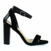 Econ By Delicious, Chunky Block Heel Sandal W Faux Leather / Combo Straps