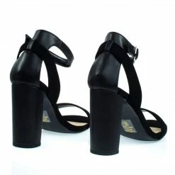 Econ By Delicious, Chunky Block Heel Sandal W Faux Leather / Combo Straps