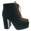 Delicious New Erica Chunky Block Heel Lita Boots - Women Lace Up Combat Bootie