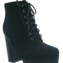 Delicious New Erica Chunky Block Heel Lita Boots - Women Lace Up Combat Bootie