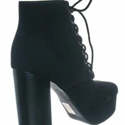 Delicious New Erica Chunky Block Heel Lita Boots - Women Lace Up Combat Bootie