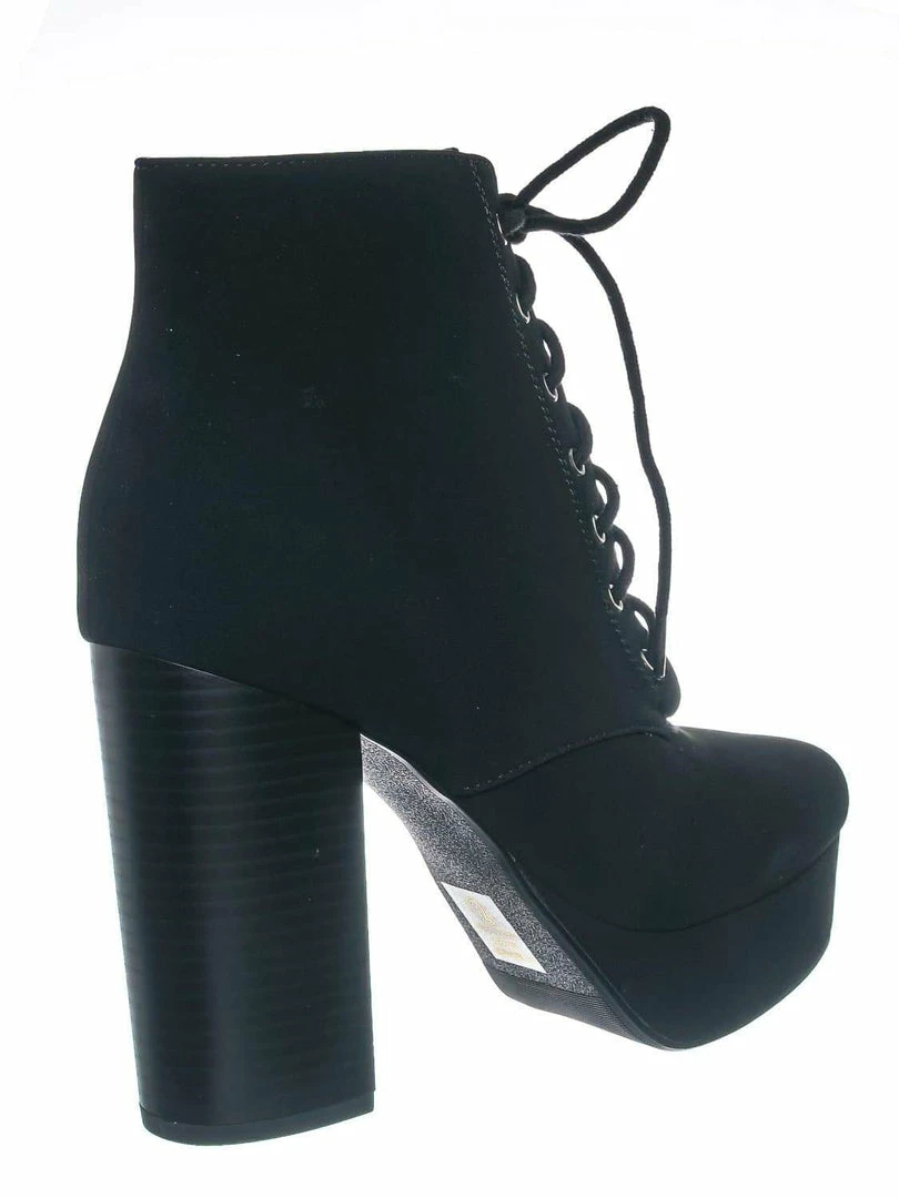 Delicious New Erica Chunky Block Heel Lita Boots - Women Lace Up Combat Bootie