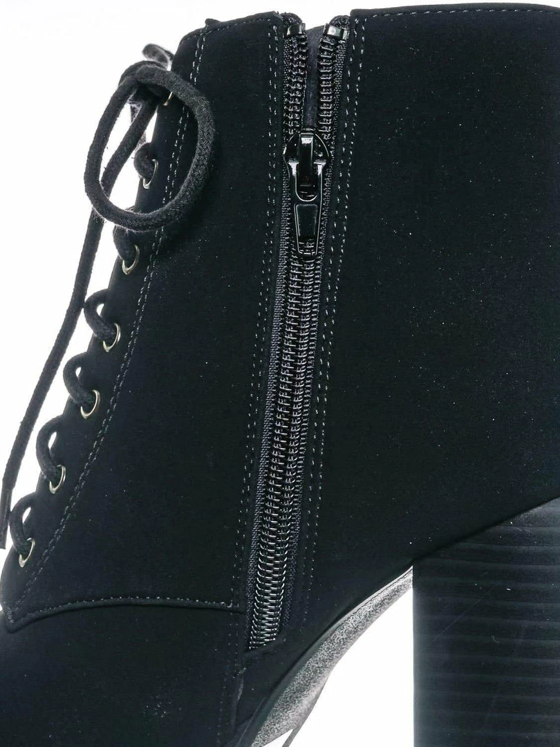 Delicious New Erica Chunky Block Heel Lita Boots - Women Lace Up Combat Bootie