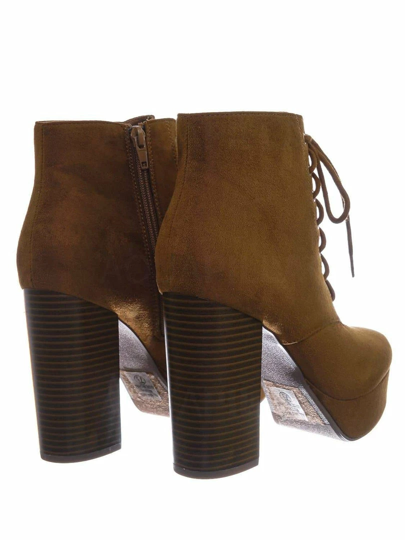 Delicious New Erica Chunky Block Heel Lita Boots - Women Lace Up Combat Bootie