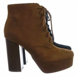 Delicious New Erica Chunky Block Heel Lita Boots - Women Lace Up Combat Bootie