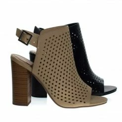 Delicious Gallery Chunky Block Stack Heel On Perforated Pin Hole Upper W Sling Back Strap