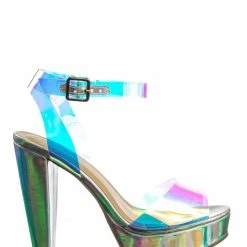 Delicious Gone Clear Lucite Heel Sandal - Womens Transparent Ankle Strapped Platform Heel New