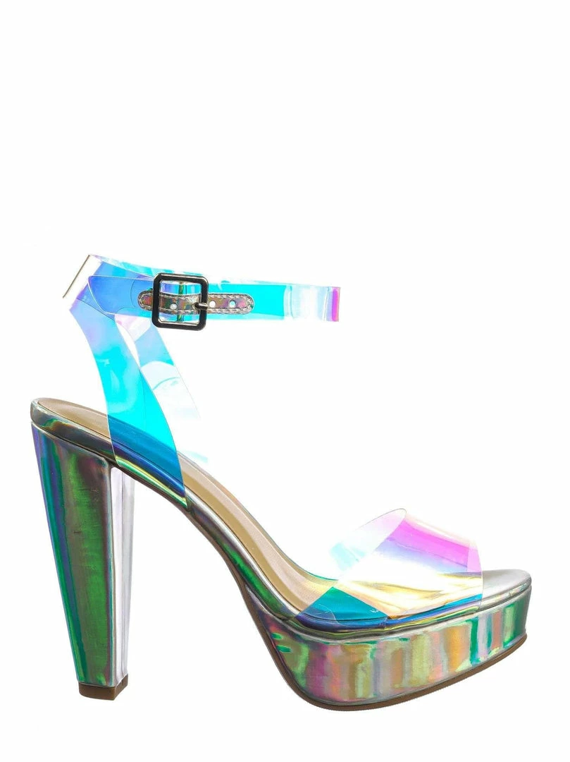 Delicious Gone Clear Lucite Heel Sandal - Womens Transparent Ankle Strapped Platform Heel New