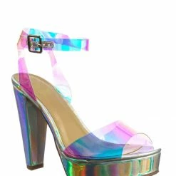Delicious Gone Clear Lucite Heel Sandal - Womens Transparent Ankle Strapped Platform Heel New