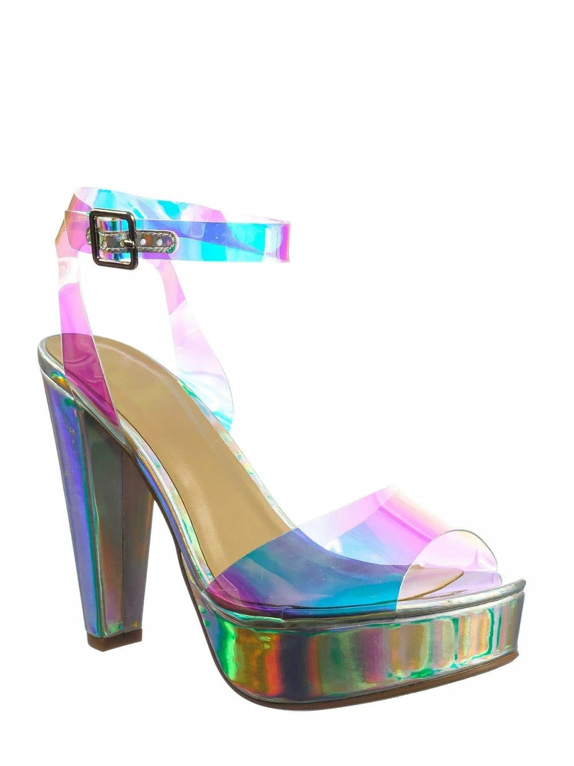 Delicious Gone Clear Lucite Heel Sandal - Womens Transparent Ankle Strapped Platform Heel New