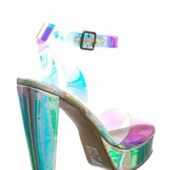 Delicious Gone Clear Lucite Heel Sandal - Womens Transparent Ankle Strapped Platform Heel New
