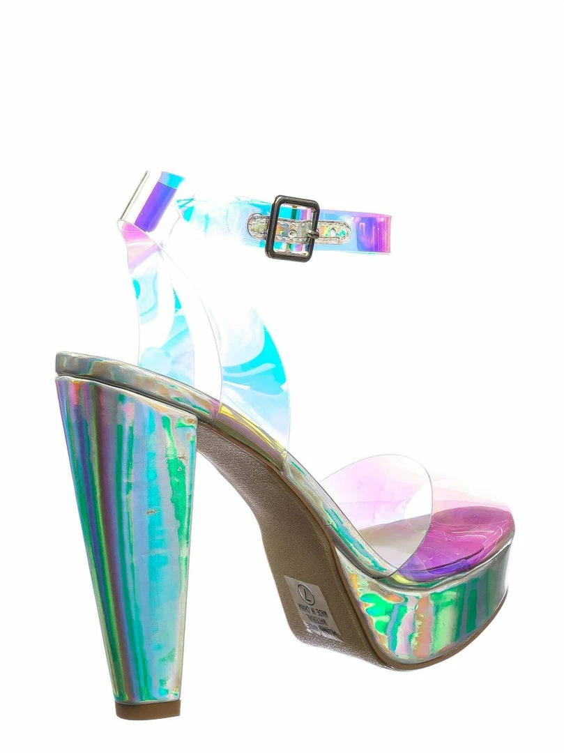 Delicious Gone Clear Lucite Heel Sandal - Womens Transparent Ankle Strapped Platform Heel New