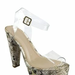 Delicious Gone Clear Lucite Heel Sandal - Womens Transparent Ankle Strapped Platform Heel New
