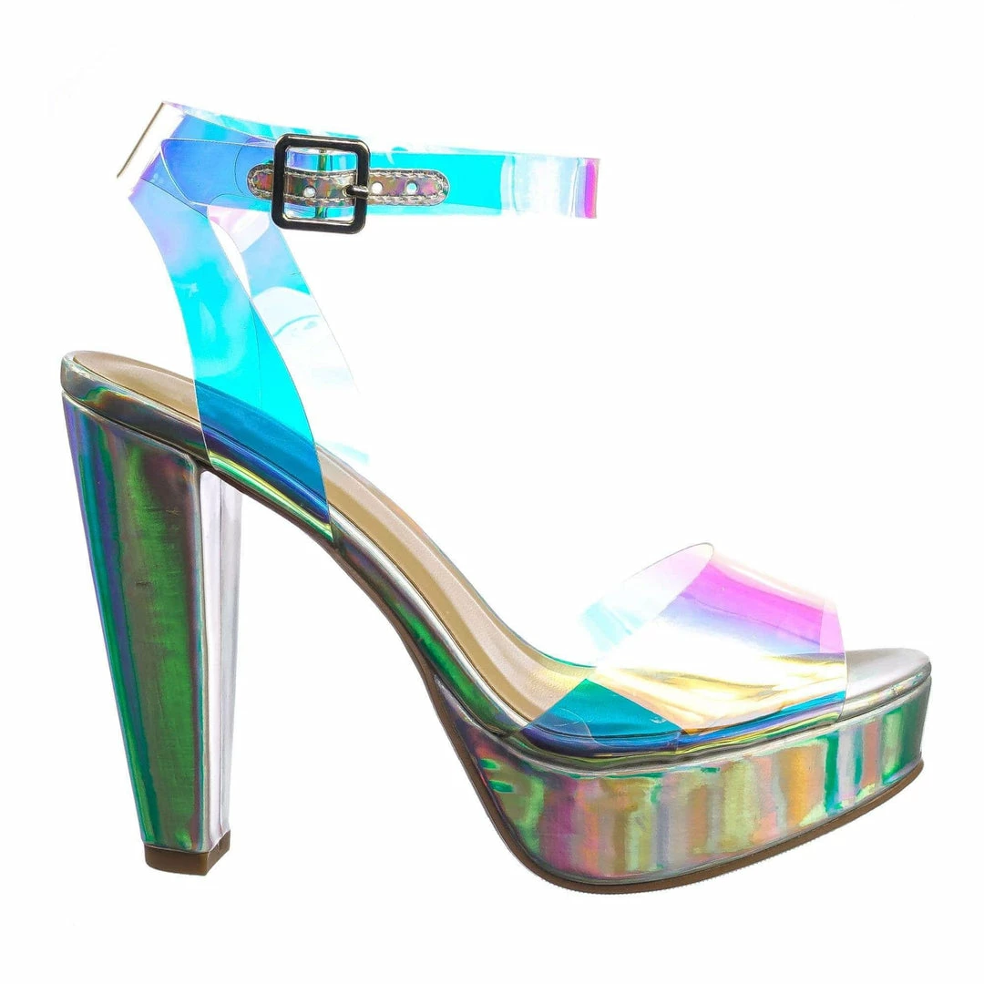 Delicious Gone Clear Lucite Heel Sandal - Womens Transparent Ankle Strapped Platform Heel New