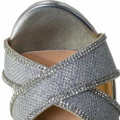 Delicious New Heron Platform Wedge Rhinestone Slipper - Women Dressy Cork Slide Mule Sandal